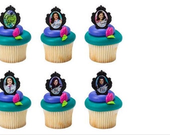 Disney Descendants cupcake rings (24) party favor cake topper 2 dozen