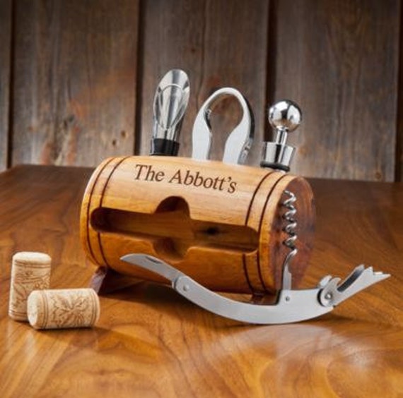 Personalized Wine Barrel Accessory Set