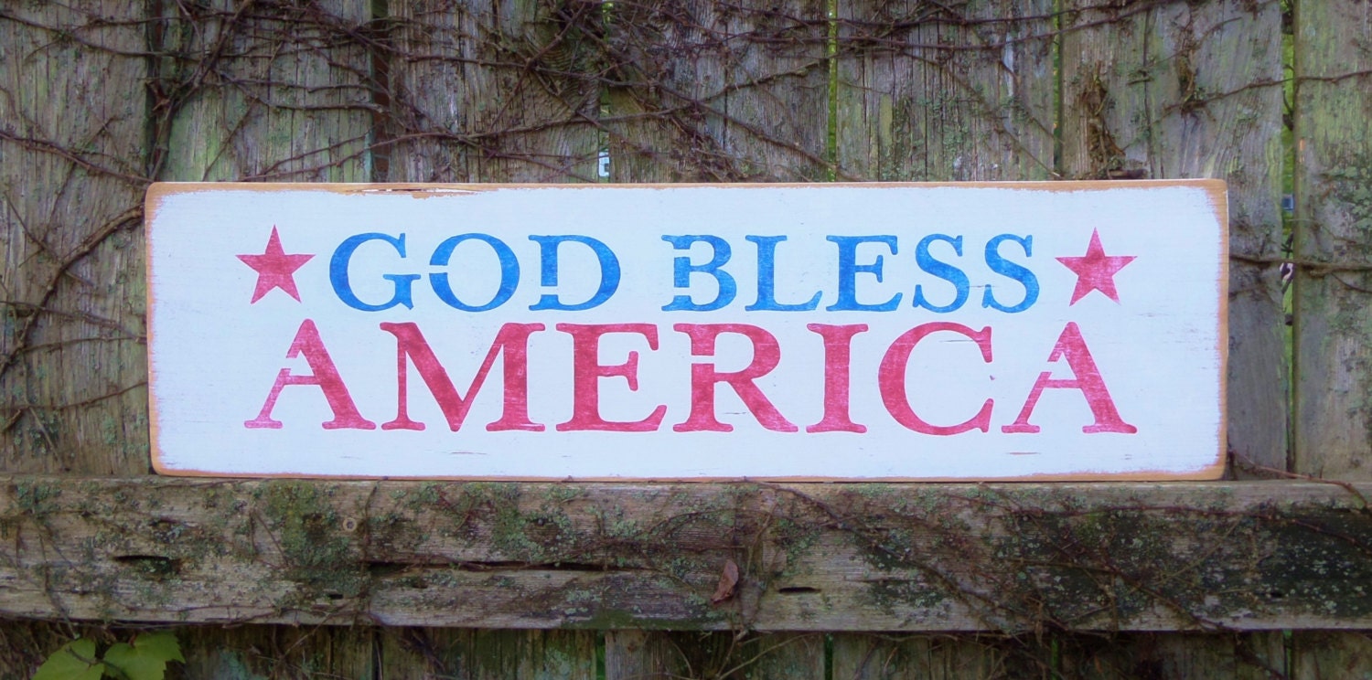 GOD BLESS AMERICA....Hand Painted Decorative Wooden Sign