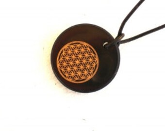 Shungite Pendant "Flower of Life" (Circle)