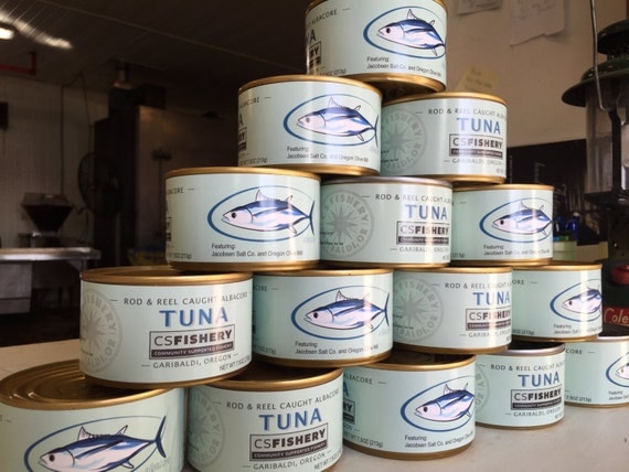 12 Cans with Olive Oil & Sea Salt- Canned Oregon Albacore Tuna - 7.5oz per Can - Local Rod and Reel Caught Fish, Healthy Sustainable Seafood