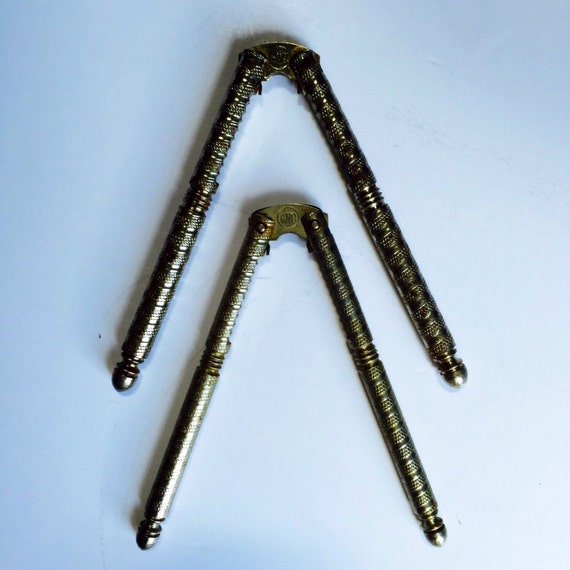 Vintage Metal Nutcrackers Two 2 Marked HMQ. Quackenbush