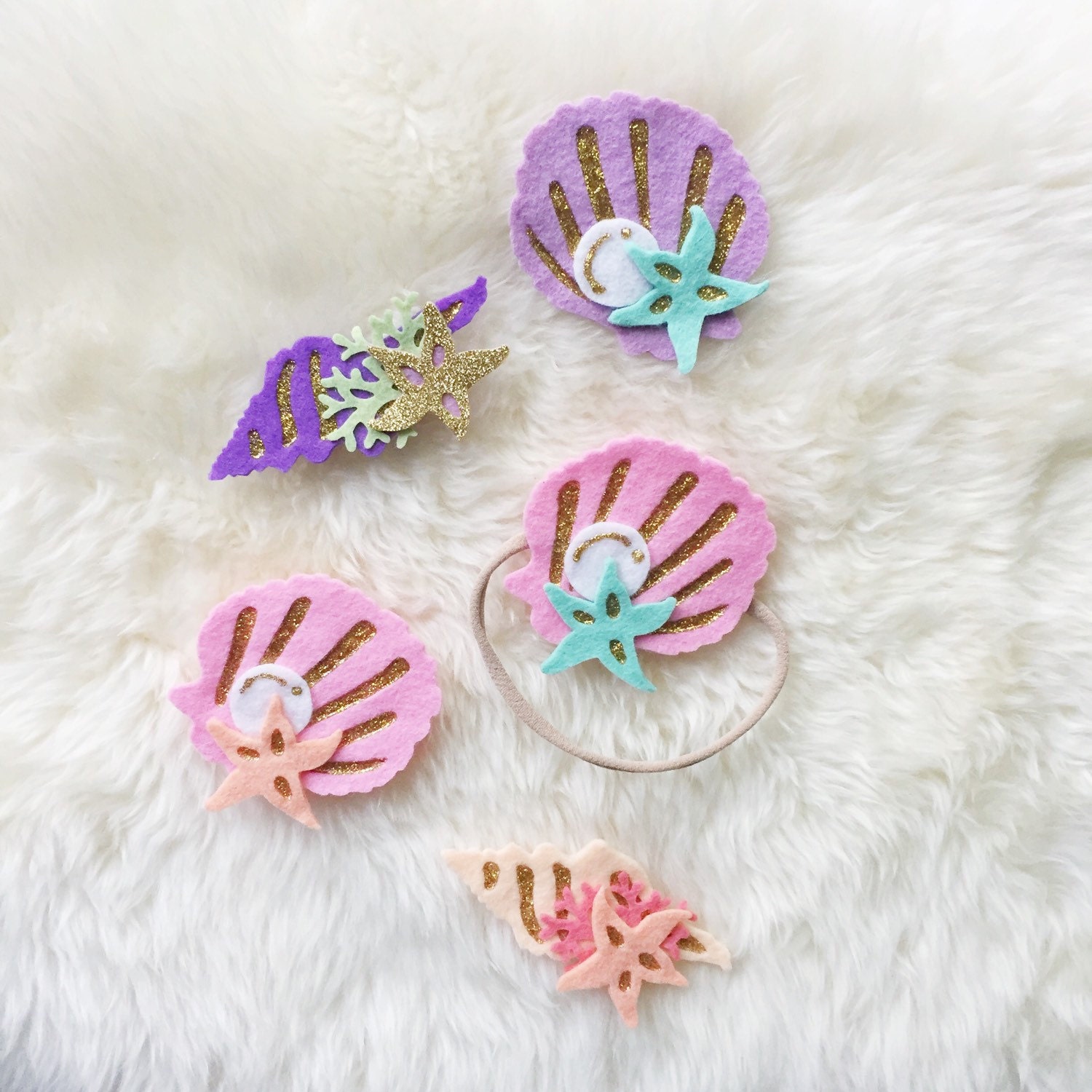 Seashell headband or clip // mermaid merbabe felt by BakerBlossoms