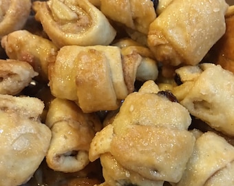 Rugelach, Jewish Pastry, 1lb. assorted raisin, nuts and cinnamon cream cheese cookies