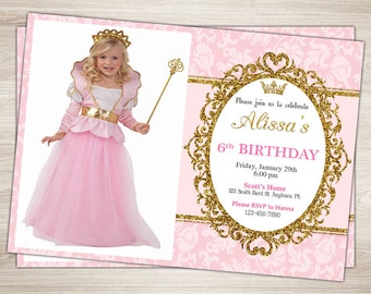Princess Birthday Invitation, 2nd Birthday Party Invite, Pink and Gold Glitter, Two Little Princess, Printable Invite, Princess Party, DIY