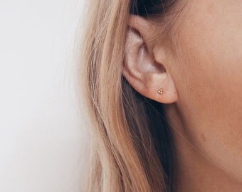 Tiny dainty gold earrings - Tiny gold studs - Dainty silver studs - Stud earrings - Tagur earrings - Cartilage studs - Minimalist earrings