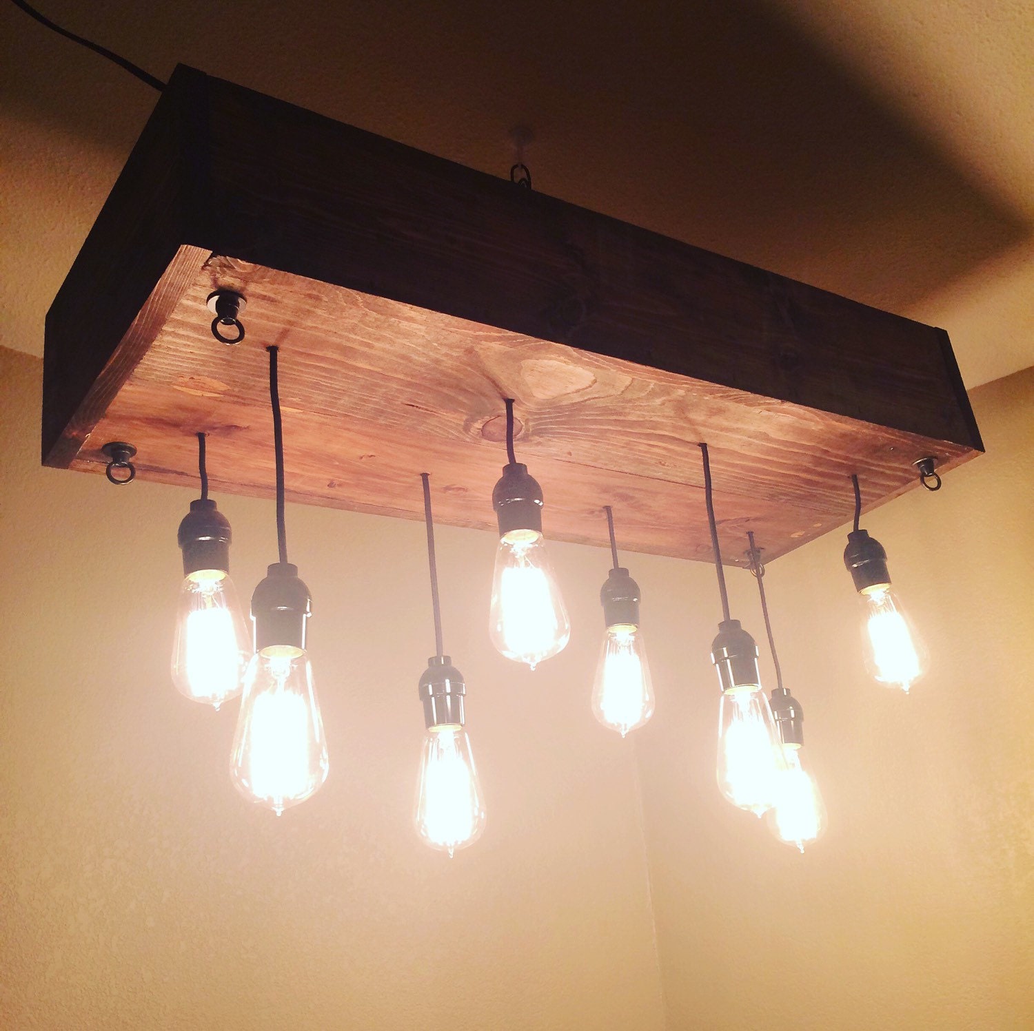 Wood box and Edison Bulb Light Chandelier industrial