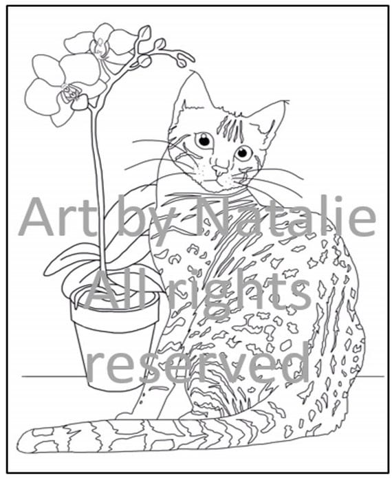 Printable coloring page: Bengal cat