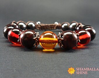 Dark amber jewelry Gemstone brown bracelet Beaded amber jewelry Brown amber bracelet Amber natural beads Gemstone women bracelet