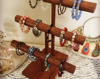 SALE Solid Oak 3 Tier Jewelry Display | Wood Jewelry Organizer