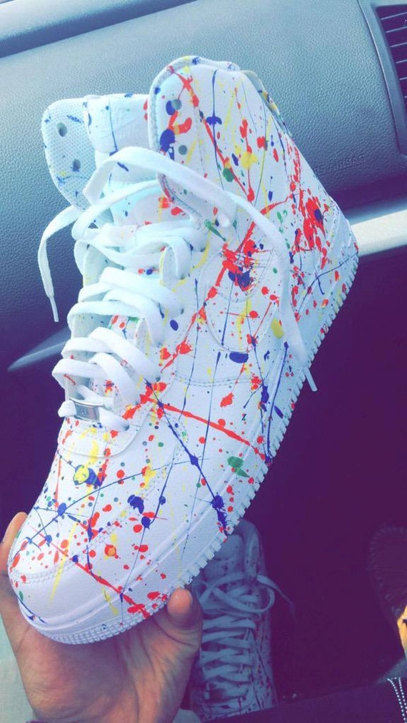 Custom Splatter Nike Air force 1 Mid Top Trainers by SOLEZLLC