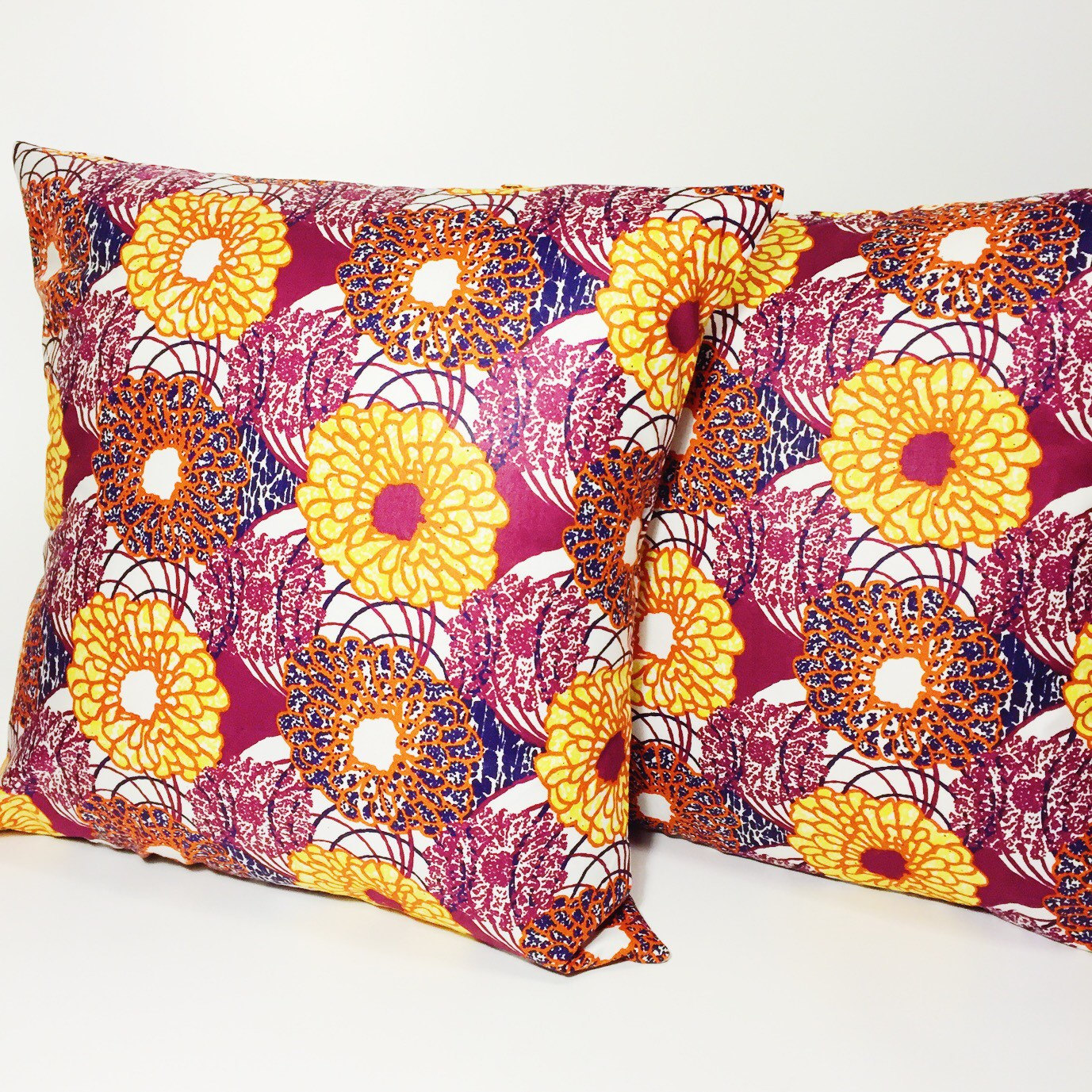Floral Print Throw Pillow Cover // Wax Print Decorative Pillow