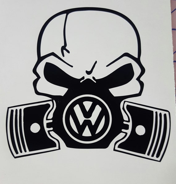 VW skull gas mask vinyl window sticker