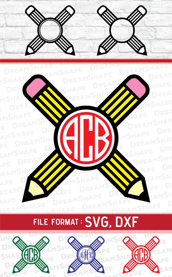 Pencil SVG Files Pencil DXF File Pencil Monogram Cut Files