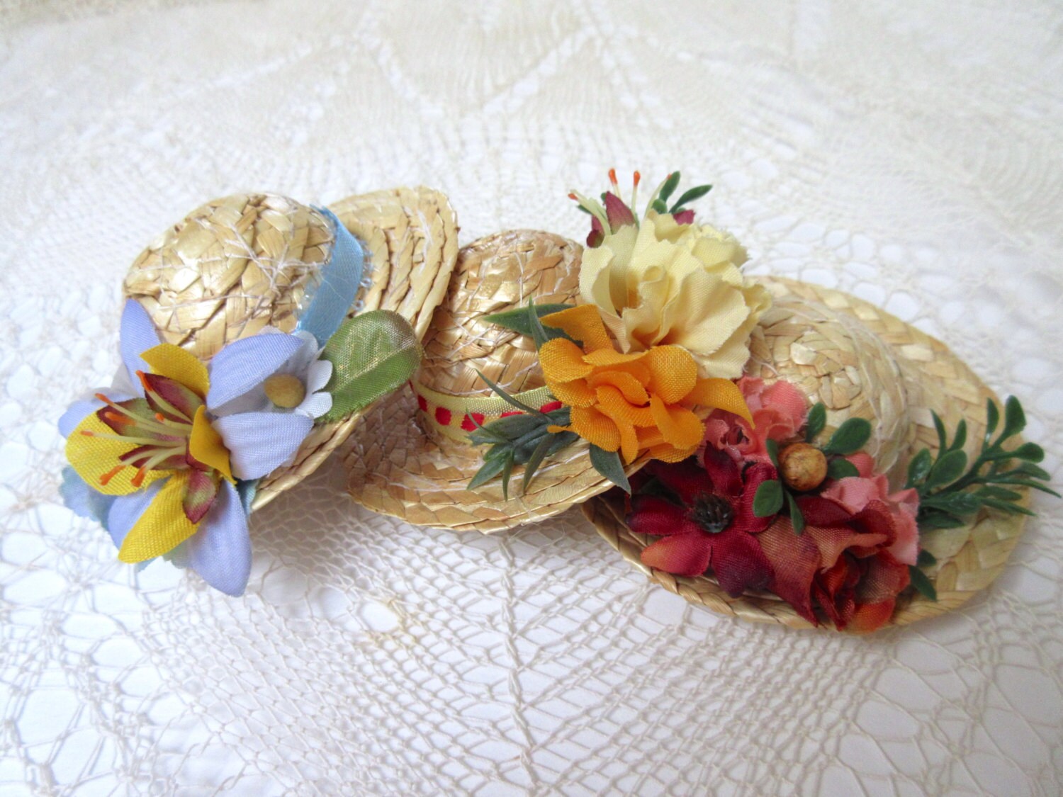 3 Woven farmers Straw hat / Doll Making supplies / Straw hat