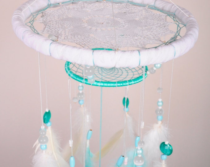 Mint Baby Mobile handmade exclusive Dreamcatcher bedroom Baby Mobiles bedding DreamCatcher Kids Dreamcatchers Christmas present mint balance