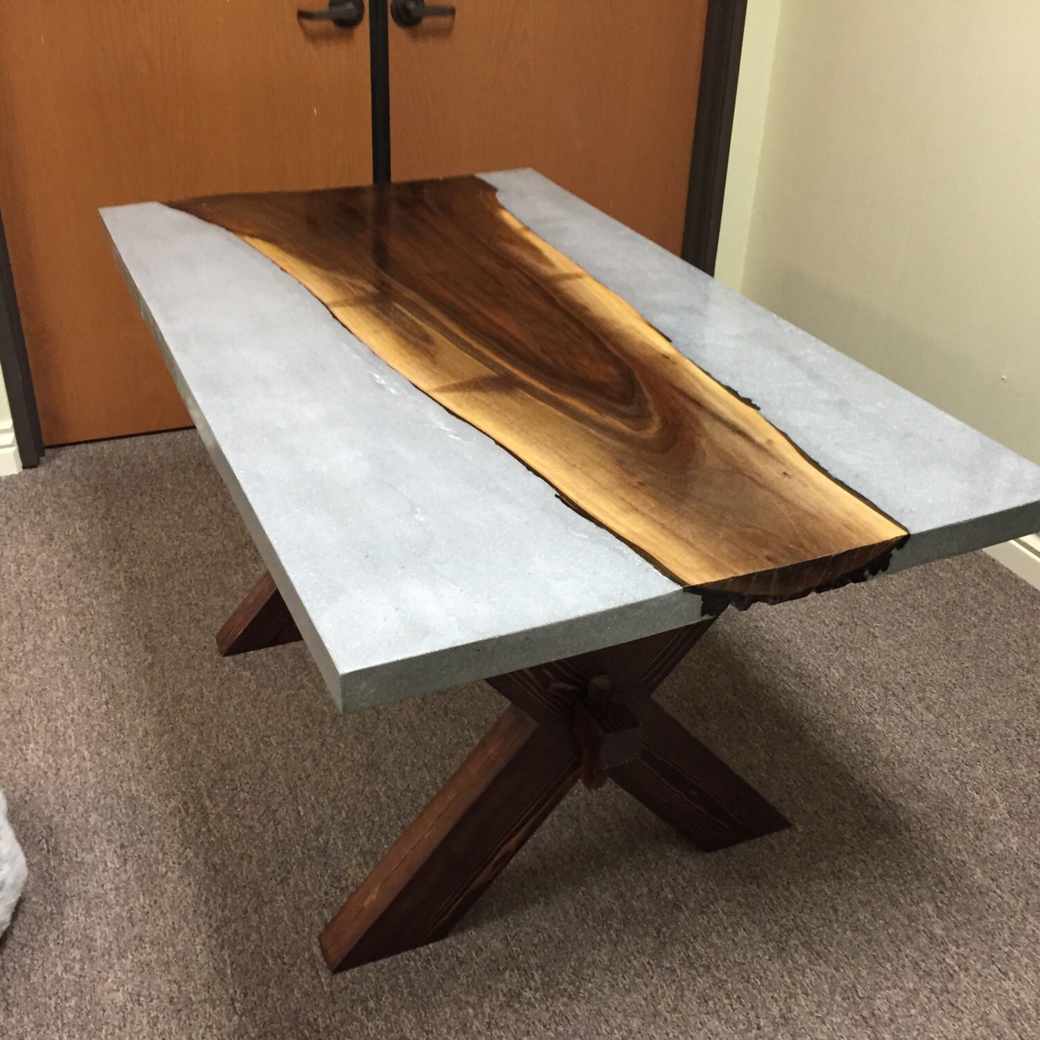 Custom Concrete  Wood Table 