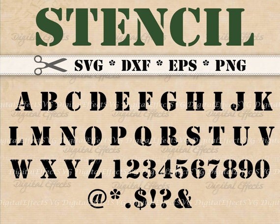 STENCIL Letters Svg Dxf Eps Png Stencil Font Monogram SVG