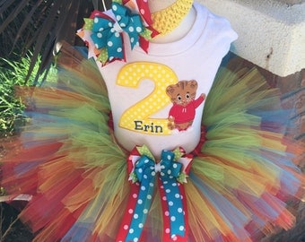 Daniel Tiger Birthday Tutu Outfit Dress Set Handmade 1st 2nd 3rd in Primary Colors
