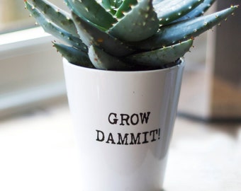 Personalised Typewritten Plant Pot, Witty Inspirational Plant Pot, Plant Pot With Quote, Gardening Gift, gift for dad