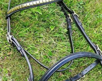 In Hand Show Bridle, pony bridle, horse tack, stallion bridle, black show bridle, English Bridle Leather