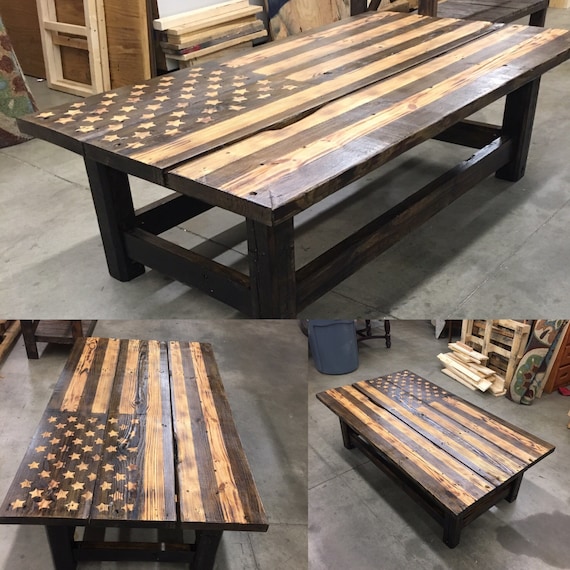 Reclaimed Pallet Wood American Flag Coffee Table