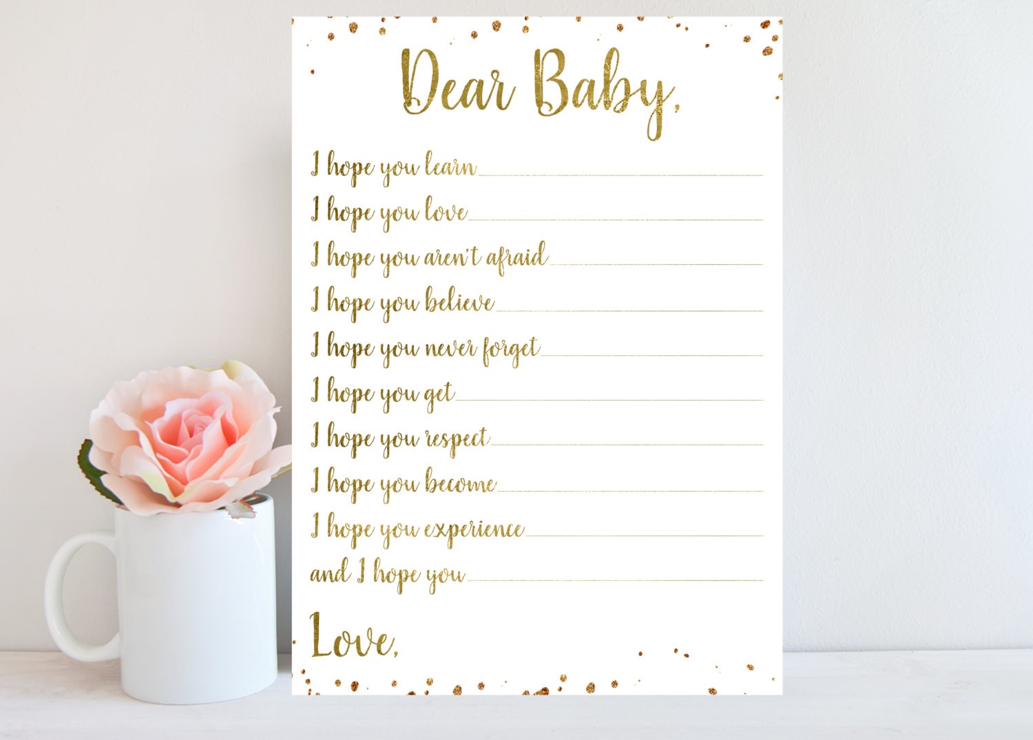 Dear Baby Baby Shower Game Girl Boy Wishes for Baby