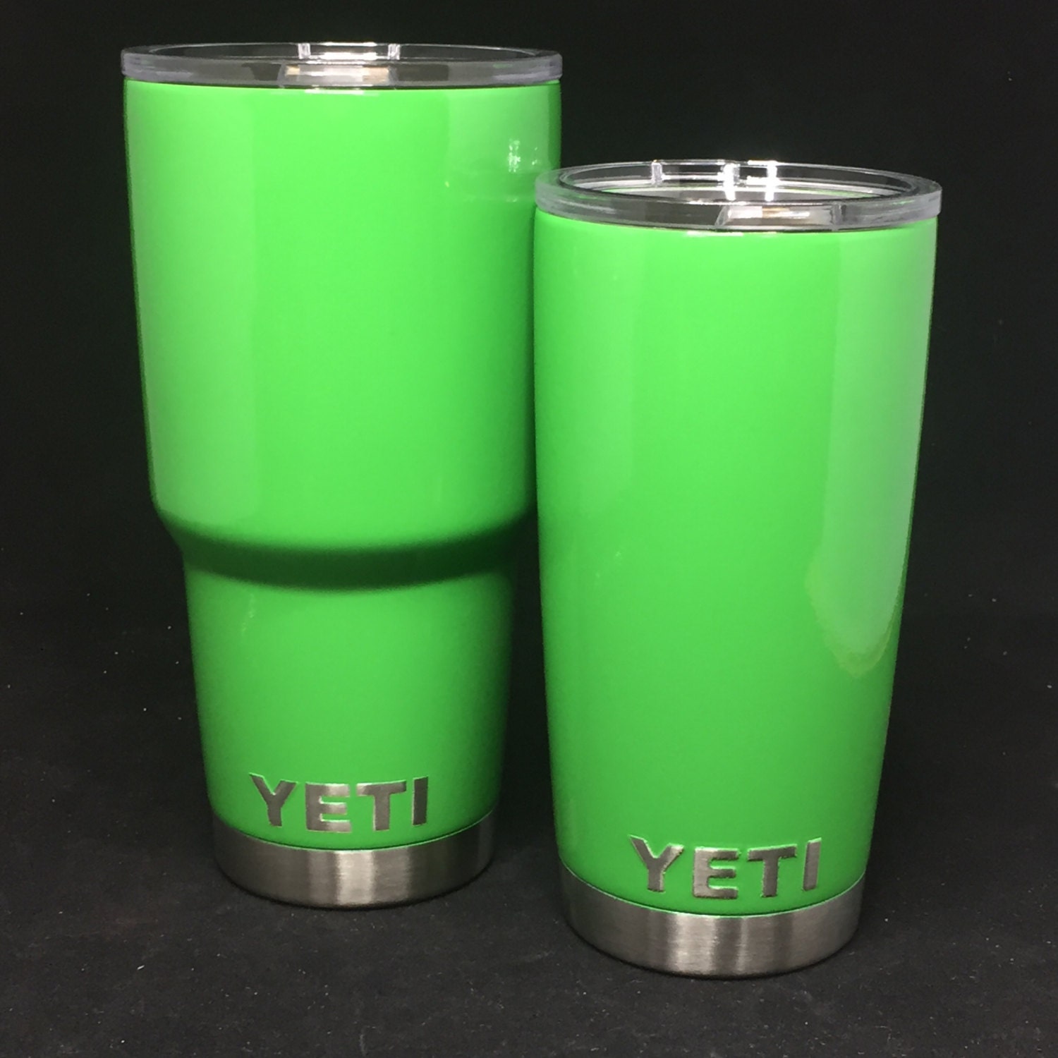 Lime Green Powder Coat Painted Yeti Rambler Tumblers Colsters