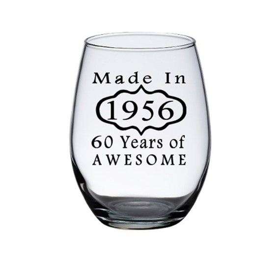 60th Birthday Wine Glass Woman's 60th by PersonalizedGiftsUS
