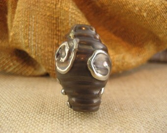 Lampwork Glass Bead - Plum Silver Bicone (001-10W4)