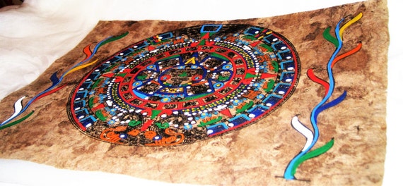 Peruvian Placemats-4 Unique Tribal Patterns in a Circular Sphere-Paper-Multi-Colored-Geometrical-Mask in Center-Intricate Designs-Unusual