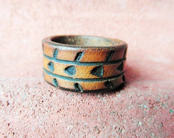 Stacking Ring, Leather Ring, Leather Jewellery, Boho Ring, Hippie Ring, Natural Ring, Geometric Jewellery, Thumb Ring, hipster jewellery