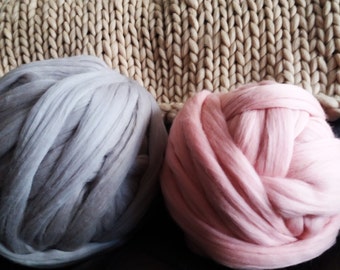 Giant chunky yarn, merino wool, tops roving soft super big bulky, arm knitting, felting blanket, Giant blanket, Throw, diy, chunky , merino