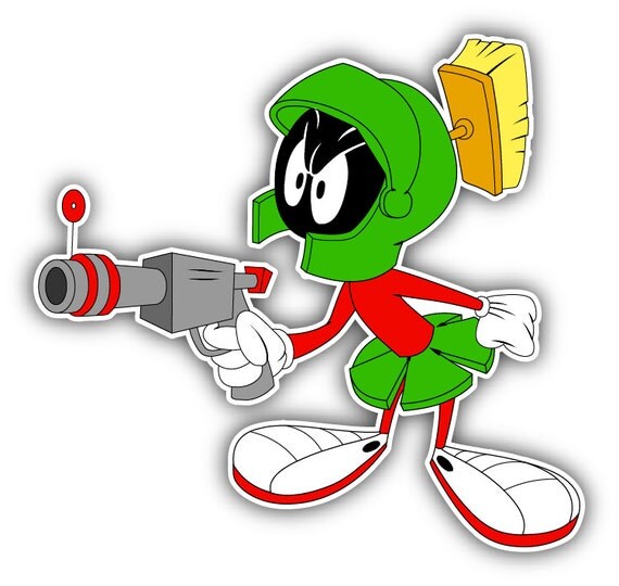 Marvin The Martian Gun Cartoon Car Bumper Sticker by slonotop