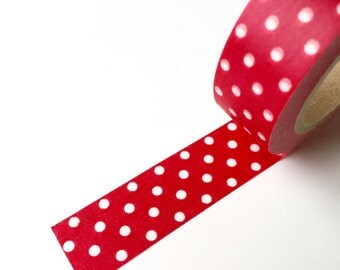 50% OFF CLEARANCE SALE !!! Washi Tape - Red Polka Dots Washi Tape - Washi Tape - Masking Tape - 1.5cm x 10yd (9.1m) (was 3.00)