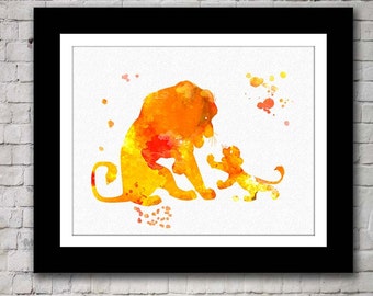Lion King Simba Mufasa watercolour - Buy 2 Get 1 FREE
