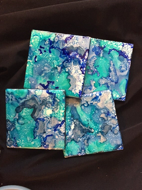 Ceramic tile alcohol ink coasters Decorative by AbstractAnarchy