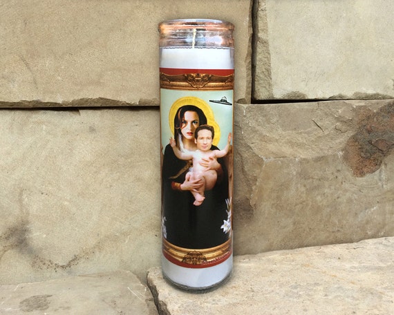 X-Files Sci-fi Celebrity Prayer Candle - Horror Decor - Humor - Parody Art - 7 Day Candle