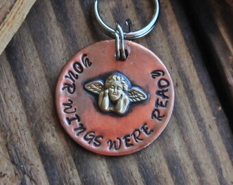 hand stamped, angel key chain, memorial key chain, infant loss gift, dog loss gift, Gifts for her, rememberance gift, loss of loved one,