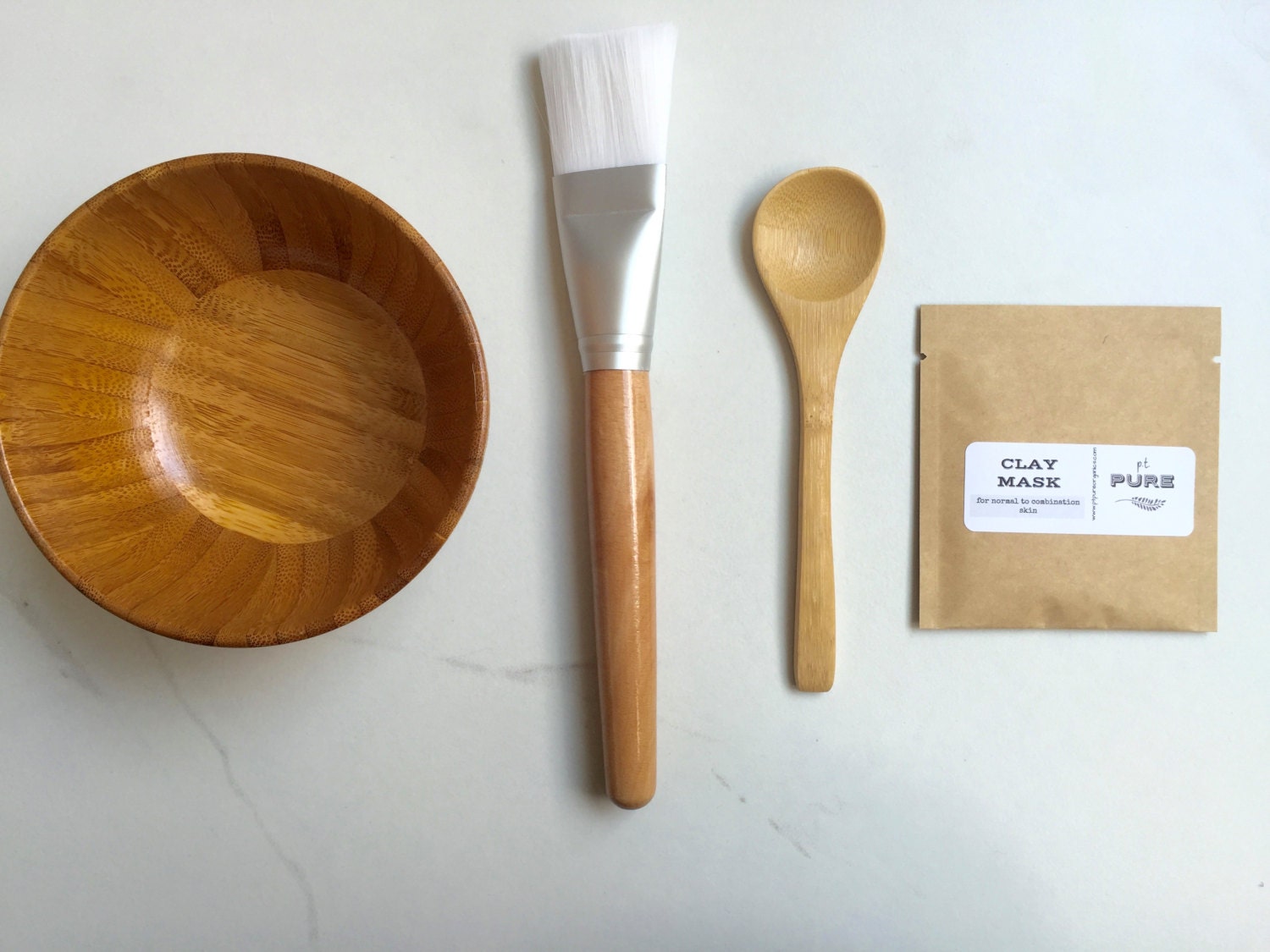 Facial Brush Bowl and Spoon set / bamboo mixing bowl / facial