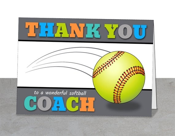 PRINTABLE Team Thank You Card for Softball Coach Instant