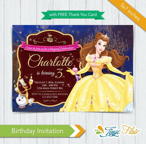 Princess Belle Party Invitations 10