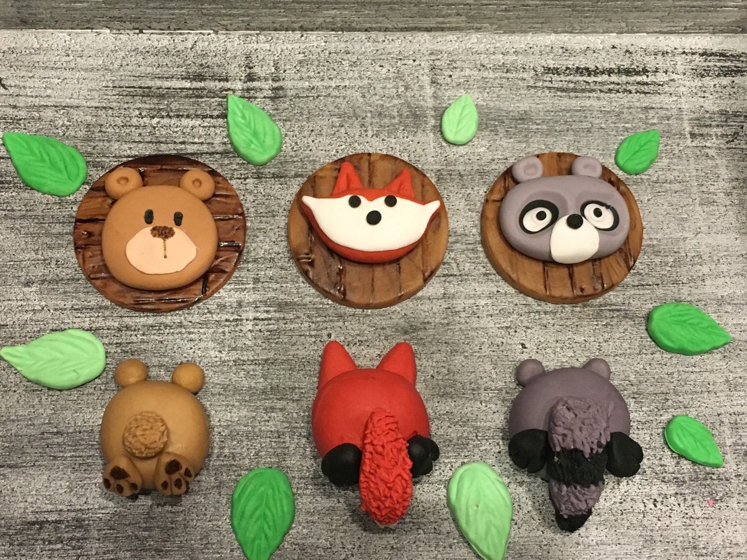 Fondant woodland animal cupcake toppers