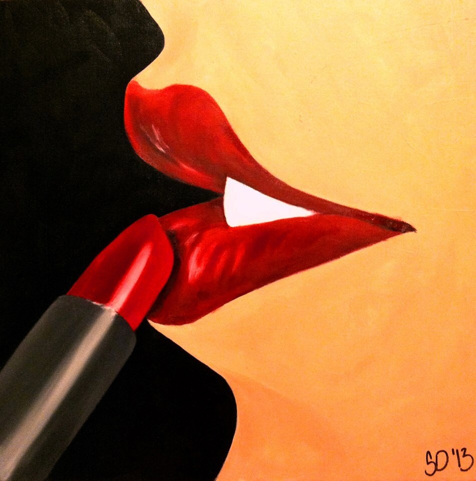 Lipstick Painting oil painting wall art painting Red