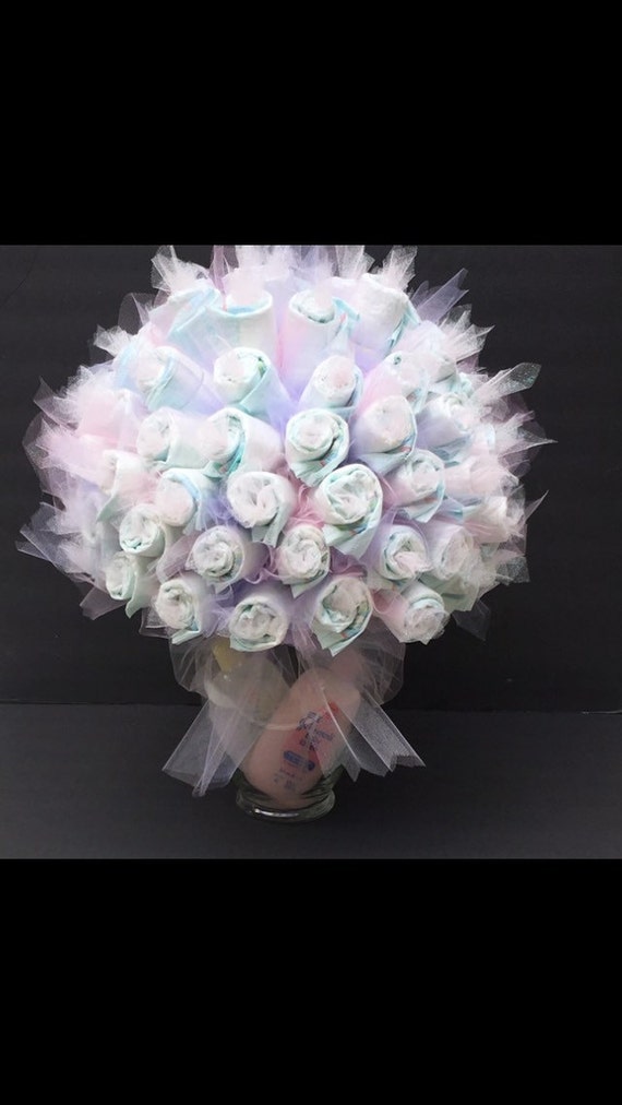 Diaper bouquet Baby shower centerpiece baby gift unique