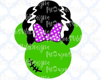 Minnie Bride of Frankenstein Mouse Head SVG,EPS,PNG,Studio