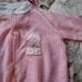 Vintage Pink Footed Pajamas with Bear Patch 6/9m