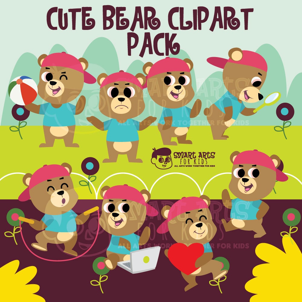 Bear Digital Clipart Art for kids bear clipart by SmartArtsForKids