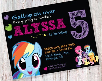 My Little Pony Invitation - FREE My Little Pony Thank You Labels with this purchase! *DIGITAL FILE*