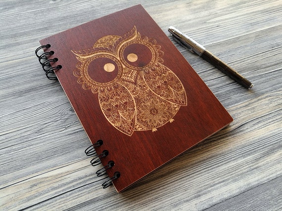 wooden notebook owl custom journal laser engraved notebook wooden notebook owl custom journal laser engraved notebook